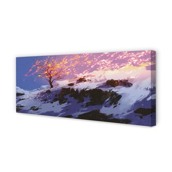 Obraz płótno TULUP na ramie Zima góry drzewo, 125x50 cm - Tulup