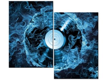 Obraz Płyta winylowa w błękicie, 2 elementy, 80x70 cm - Oobrazy