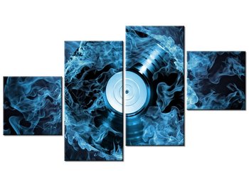 Obraz Płyta winylowa w błękicie, 4 elementy, 160x90 cm - Oobrazy