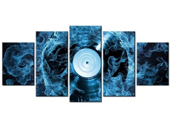 Obraz Płyta winylowa w błękicie, 5 elementów, 150x70 cm - Oobrazy