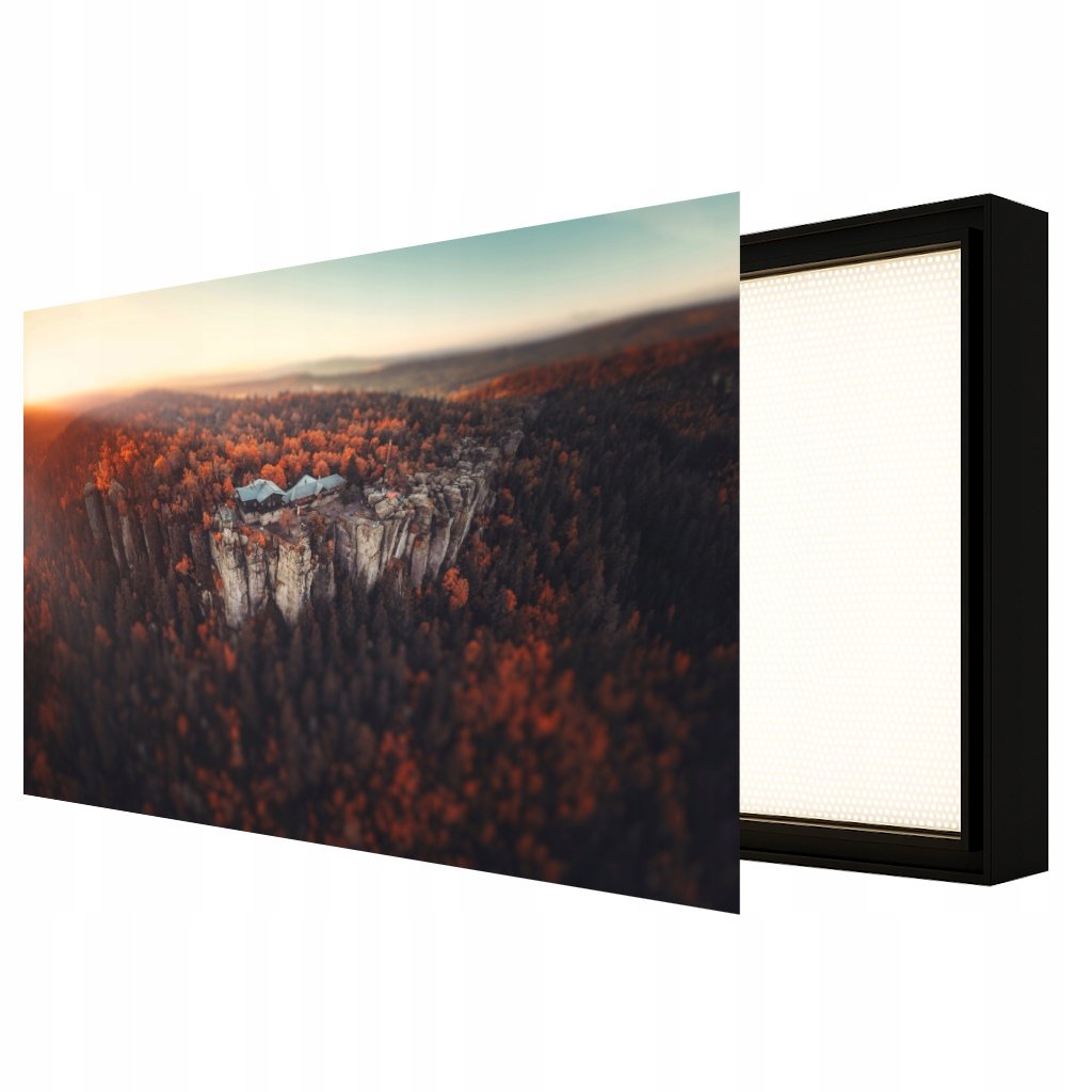 OBRAZ PODŚWIETLANY LED SCHRONISKO ramka czarna CANVAS SLIM 40x50 ...
