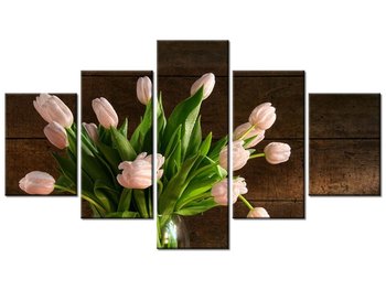Obraz Pudrowy tulipan, 5 elementów, 125x70 cm - Oobrazy