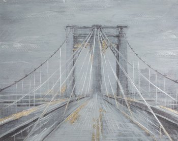 Obraz Ręcznie Malowany Z Brokatem Most 80X100 Szary - Eurofirany