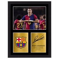 Obraz Robert Lewandowski FC Barcelona autograf na ścianę prezent 40x30 cm