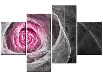 Obraz Róża fraktalna w fuksji, 4 elementy, 120x80 cm - Oobrazy