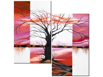 Obraz Rozłożyste drzewo o zachodzie słońca, 2 elementy, 60x60 cm - Oobrazy