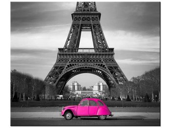 Obraz, Różowe autko w Paryżu, 60x50 cm - Oobrazy