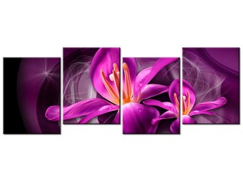 Obraz Różowe kosmiczne kwiaty - Jakub Banaś, 4 elementy, 120x45 cm - Oobrazy