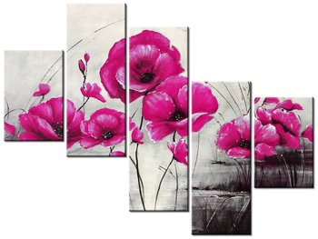 Obraz Różowe Maki, 5 elementów, 100x75 cm - Oobrazy