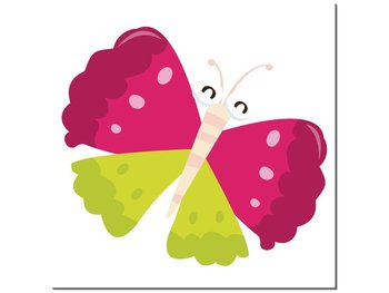 Obraz, Różowo limonkowy motyl, 30x30 cm - Oobrazy