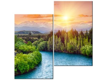 Obraz, Rzeka Clutha w Nowej Zelandii, 2 elementy, 60x60 cm - Oobrazy