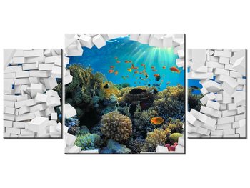 Obraz Ściana z morskim widokiem, 3 elementy, 80x40 cm - Oobrazy