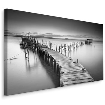 Obraz Ścienny Canvas Do Salonu Czarno-Biały POMOST Widok 3D 120cm x 80cm - Muralo