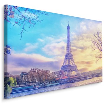 Obraz Ścienny Canvas WIEŻA EIFFLA Paryż Zachód Słońca 3D 70cm x 50cm - Muralo