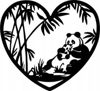 Obraz Ścienny Dekoracja Drewniana Duża i Mała Panda