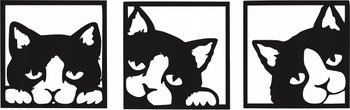 Obraz Ścienny Dekoracja Ścienna Koty Kotki na Trzech Panelach - DrewnianyDecor
