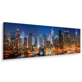 Obraz Ścienny Do Biura NOWY YORK Nocna Panorama Miasto 145cm x 45cm - Muralo