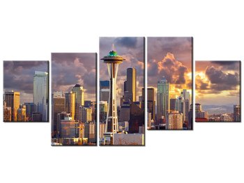 Obraz Seattle o zachodzie słońca, 5 elementów, 150x70 cm - Oobrazy