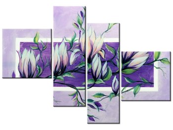 Obraz Słodycz magnolii w fiolecie, 4 elementy, 100x70 cm - Oobrazy