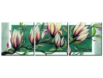 Obraz Słodycz magnolii w zieleni, 3 elementy, 90x30 cm - Oobrazy