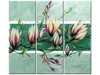 Obraz Słodycz magnolii w zieleni, 3 elementy, 90x80 cm - Oobrazy