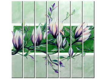 Obraz Słodycz magnolii w zieleni, 7 elementów, 210x195 cm - Oobrazy