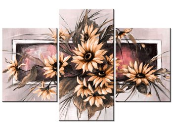 Obraz Słoneczniki w pudrowym rózu, 3 elementy, 90x60 cm - Oobrazy