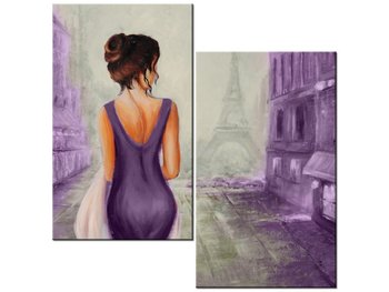 Obraz Spacer w Paryżu w fiolecie, 2 elementy, 60x60 cm - Oobrazy