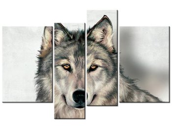 Obraz, Szary wilk, 4 elementy, 130x85 cm - Oobrazy