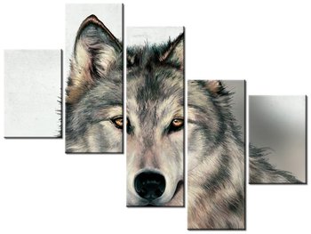 Obraz Szary wilk, 5 elementów, 100x75 cm - Oobrazy