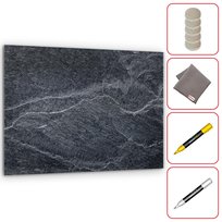 Obraz szklany CIEMNY KAMIEŃ 60x40 cm + zestaw akcesoriów
