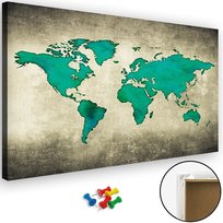 Obraz tablica korkowa FEEBY, Zielona Mapa Świata 90x60