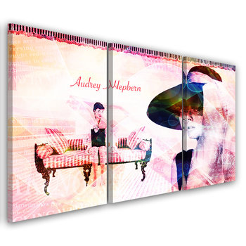 Obraz tryptyk na płótnie trzyczęściowy FEEBY, Audrey Hepburn 60x30 - Feeby
