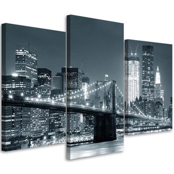 Obraz tryptyk na płótnie trzyczęściowy FEEBY, Nowy Jork Most Czarno Biały 90x60 - Feeby
