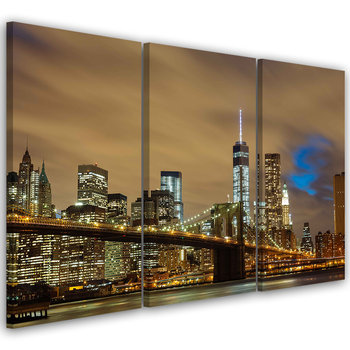 Obraz tryptyk na płótnie trzyczęściowy FEEBY, Nowy Jork Most USA Manhattan 90x60 - Feeby
