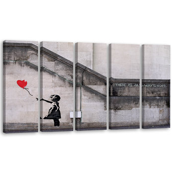 Obraz tryptyk pięcioczęściowy FEEBY, Banksy Dziewczynka Balon 100x40 - Feeby