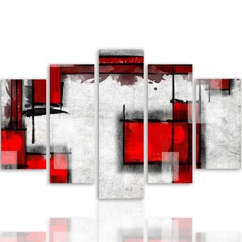 Obraz tryptyk pięcioczęściowy FEEBY, Biało Czerwona Abstrakcja 100x70 - Caro