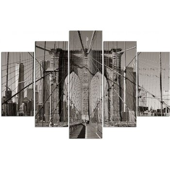 Obraz tryptyk pięcioczęściowy FEEBY, Brooklyn Bridge New York 100x70 - Caro