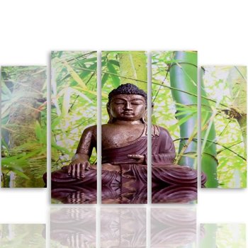 Obraz tryptyk pięcioczęściowy FEEBY, Buddha Medytacja Zielony 100x70 - Caro