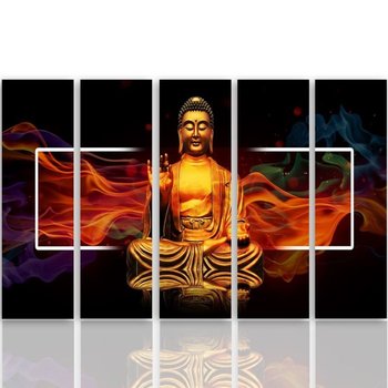 Obraz tryptyk pięcioczęściowy FEEBY, Buddha Złoty Abstrakcja 100x70 - Caro
