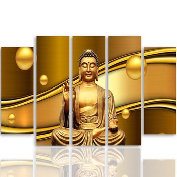 Obraz tryptyk pięcioczęściowy FEEBY, Buddha Złoty Feng Shui 100x70 - Caro