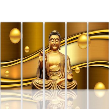 Obraz tryptyk pięcioczęściowy FEEBY, Buddha Złoty Feng Shui 100x70 - Caro