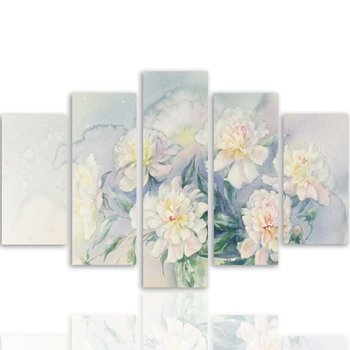 Obraz tryptyk pięcioczęściowy FEEBY, Bukiet Kwiaty Biały 150x100 - Caro