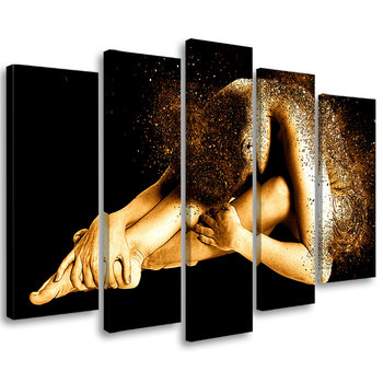 Obraz tryptyk pięcioczęściowy FEEBY, Kobieta Złoty 150x100 - Feeby