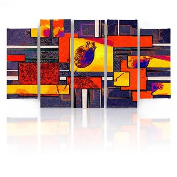 Obraz tryptyk pięcioczęściowy FEEBY, Kolorowa Abstrakcja 100x70 - Caro