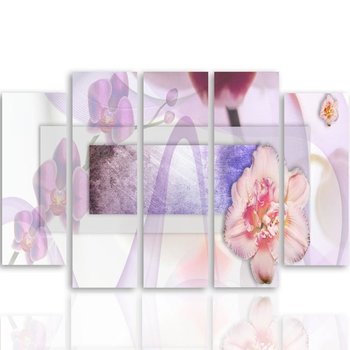 Obraz tryptyk pięcioczęściowy FEEBY, Kwiat Abstrakcja Fioletowy 100x70 - Caro