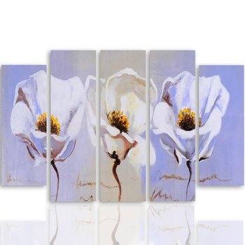 Obraz tryptyk pięcioczęściowy FEEBY, Kwiaty Białe Natura 150x100 - Caro