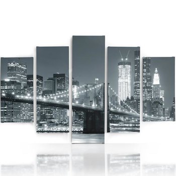 Obraz tryptyk pięcioczęściowy FEEBY, Nowy Jork Most Czarno Biały 100x70 - Caro