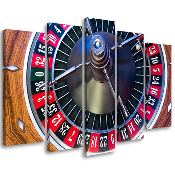 Obraz tryptyk pięcioczęściowy FEEBY, Ruletka Poker Hazard 150x100 - Feeby