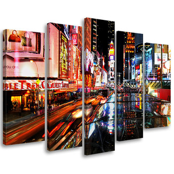 Obraz tryptyk pięcioczęściowy FEEBY, Times Square Nowy Jork 150x100 - Feeby
